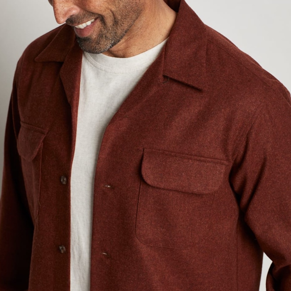 Mens Pendleton Rust Solid Wool Board Shirt - image 1
